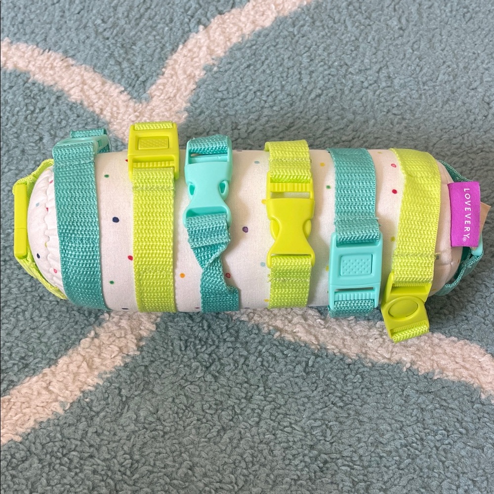 Lovevery Toy Roll with Lime & Teal Buckles